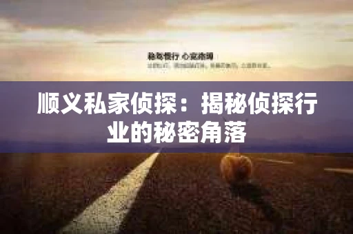 顺义私家侦探：揭秘侦探行业的秘密角落